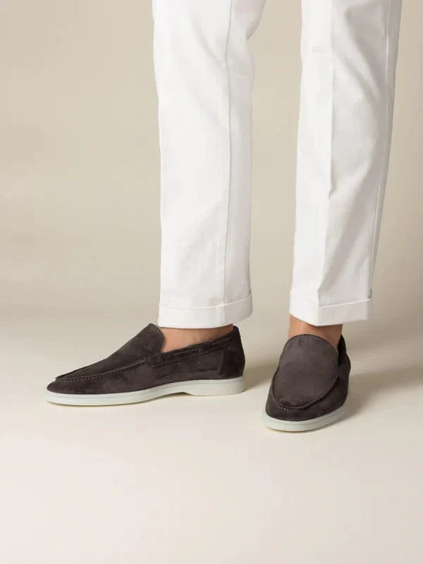 Dunkelbraune Wildleder Loafer mit Weicher Innensohle