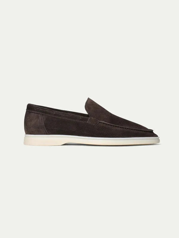 Dunkelbraune Wildleder Loafer mit Weicher Innensohle