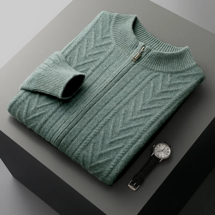 Herren Strickpullover mit Reißverschluss und weicher Textur