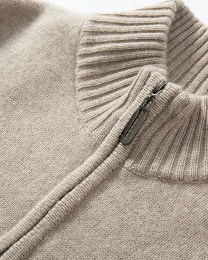Kaschmir-Halbreißverschluss-Pullover