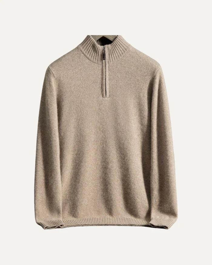 Kaschmir-Halbreißverschluss-Pullover
