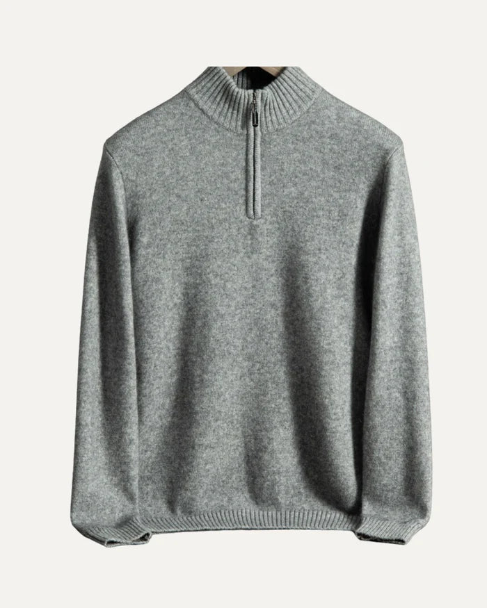Kaschmir-Halbreißverschluss-Pullover