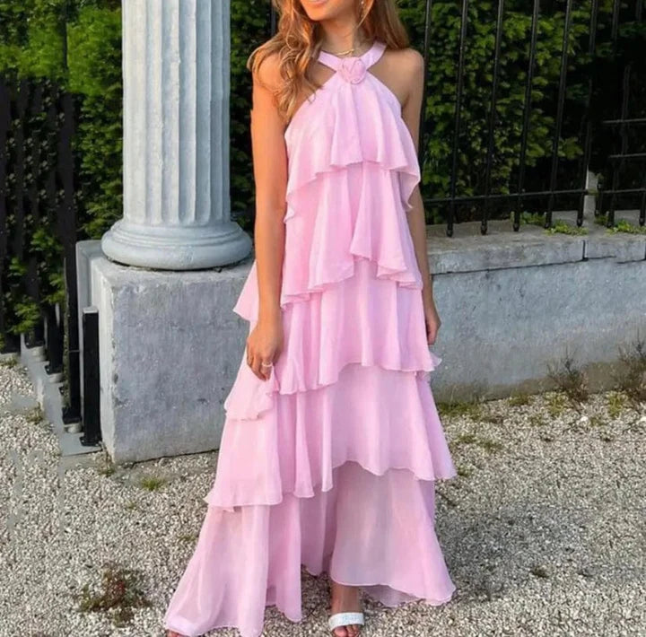 Elegantes Abendkleid mit offenem Rücken und Rüschen