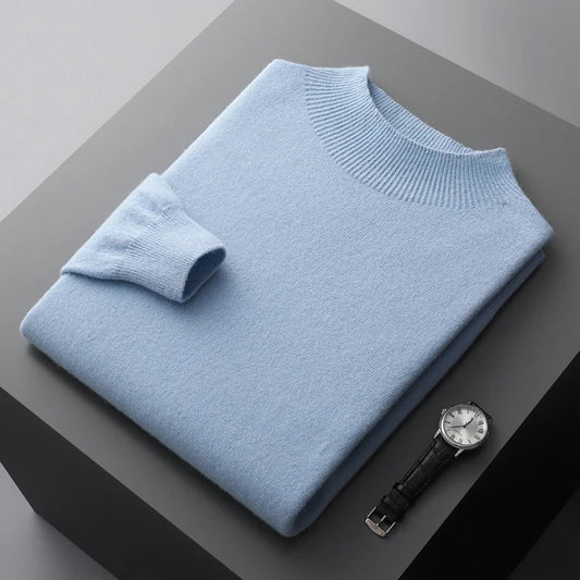 Herren Merinowoll-Pullover mit Halbem Rollkragen