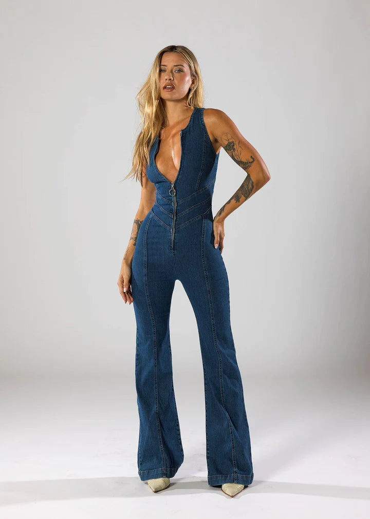 Herzförmiger Denim-Jumpsuit