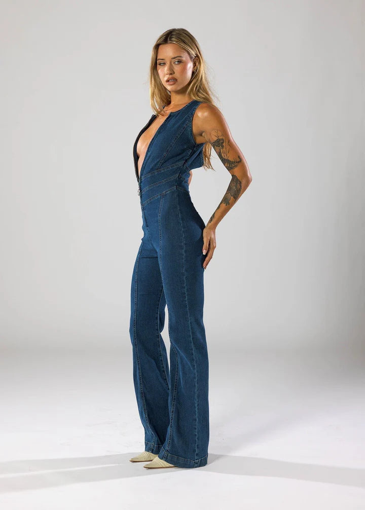 Herzförmiger Denim-Jumpsuit