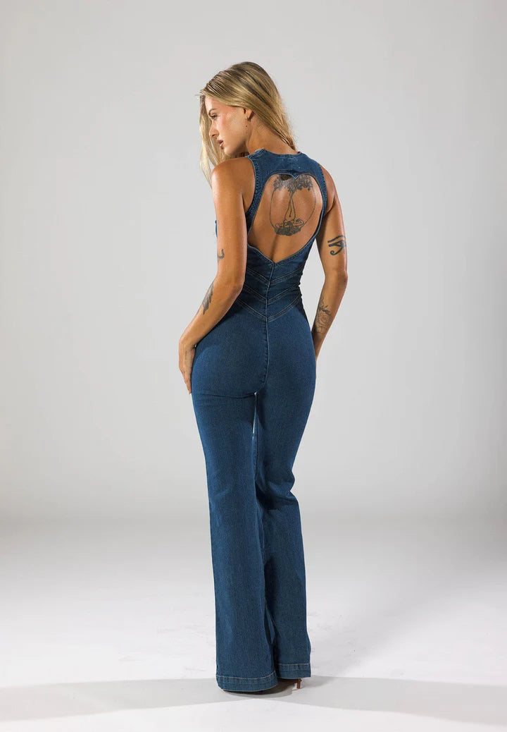 Herzförmiger Denim-Jumpsuit