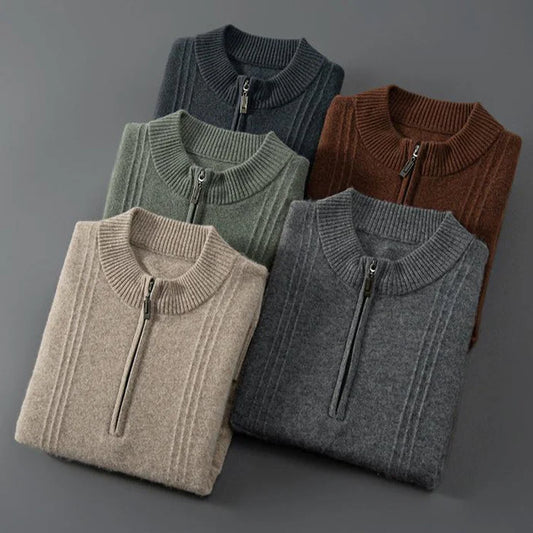 Kaschmir-Cardigan mit halbem Reißverschluss