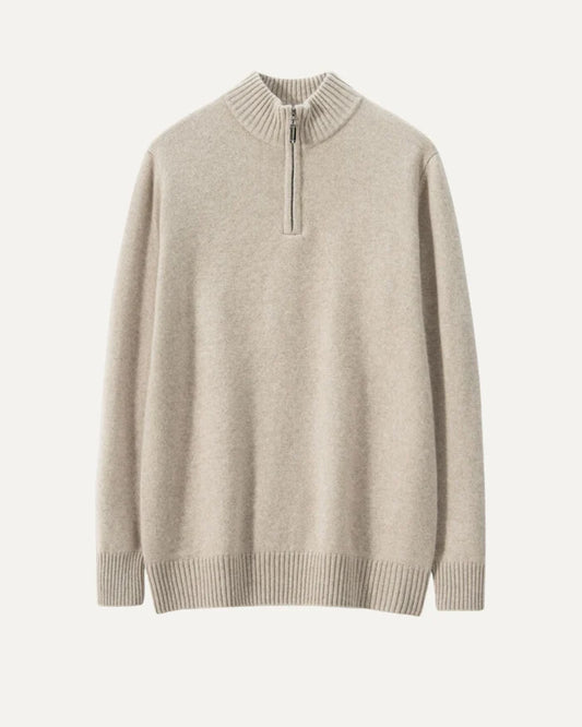 Kaschmir-Halbreißverschluss-Pullover