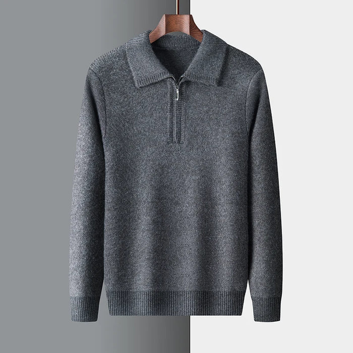 Kaschmirpullover mit Kragen und langen Ärmeln